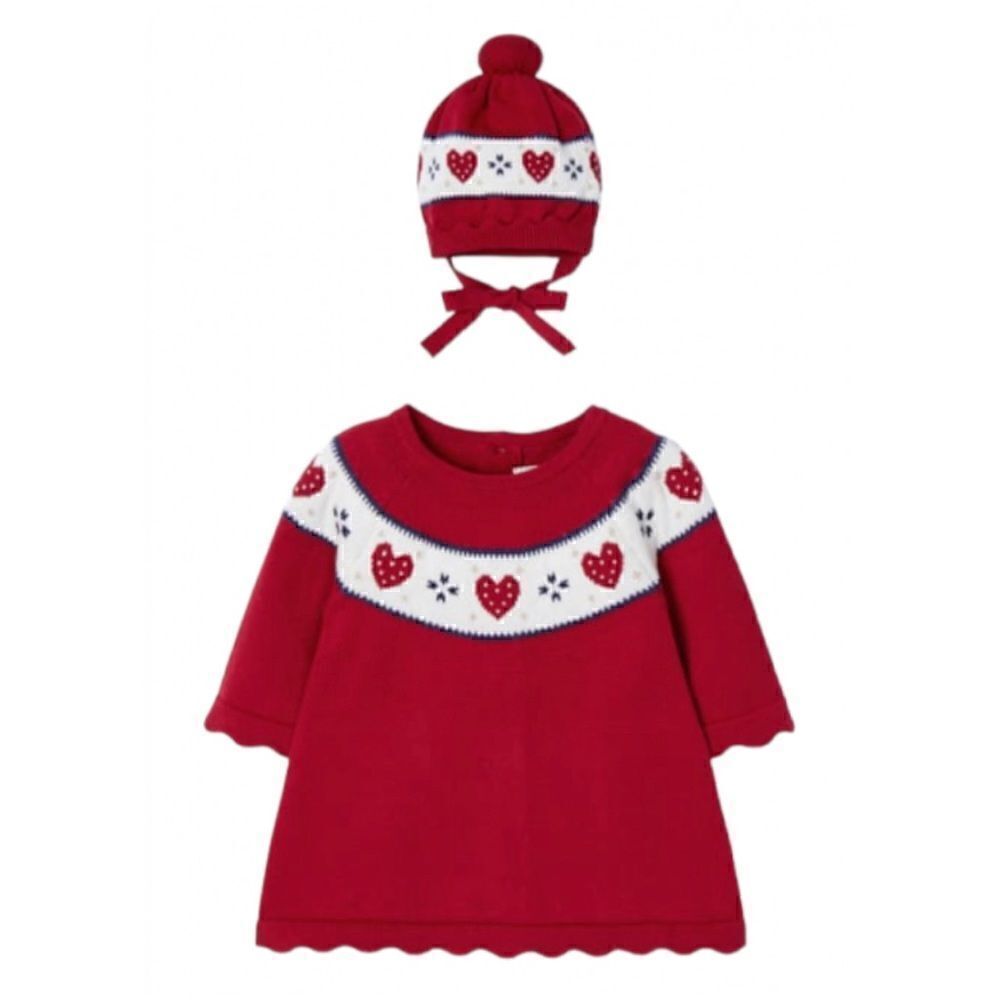 MAYORAL NEW WITH TAGS KNITTED DRESS WITH HAT SIZE 2-4 MONTHS